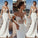 Stunning Mermaid Cap Sleeve Sheer Neck Long Wedding Dresses Beach Wedding Gowns STC15437