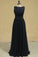 Open Back Scoop A Line Chiffon & Lace Bridesmaid