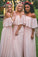 A Line Floor Length Off Shoulder Mid Back Chiffon Bridesmaid Dresses