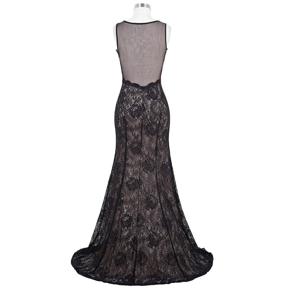 High-Split Lace Ball Gown Evening Prom Party Dress