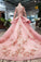 Long Sleeve Ball Gown High Neck With Lace Applique Beads Lace up Prom Dresses