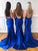 Sexy V Neck Backless Blue Mermaid Prom Dresses, Blue Backless Formal Evening Dresses STC15364
