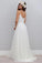 V-Neck Long Tulle A-line White Spaghetti Straps Backless With Bodice Wedding Dresses