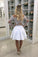 2022 Homecoming Dresses Scoop Long Sleeves A Line Satin With Applique And
