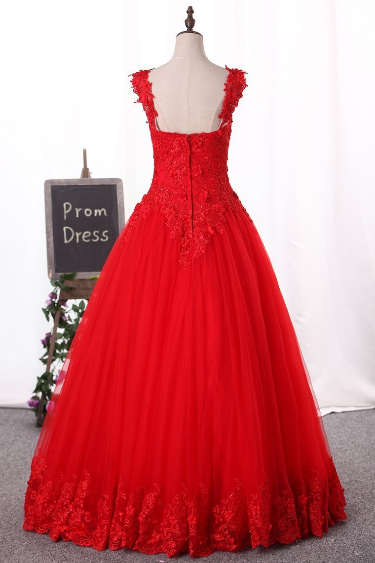 2022 Off-The-Shoulder Prom Dresses Ball Gown Tulle With Applique Zipper