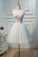 Cute Blue Strapless Tulle Homecoming Dresses with 3D Flowers Lace up Dance Dresses STC14970