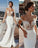 Stunning Mermaid Cap Sleeve Sheer Neck Long Wedding Dresses Beach Wedding Gowns STC15437