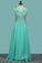 Scoop Neckline Prom Dresses A Line Beaded Bodice Floor Length