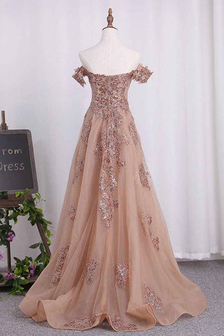2022 Off The Shoulder Sheath Prom Dresses Organza With