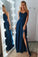 Sexy A Line Spaghetti Straps Appliques Long V neck Prom Dresses with STC20434