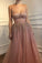 Sexy A-Line Spaghetti Straps Rhinestone Tulle Sweetheart Evening Dresses Pink Formal Dresses STC15329