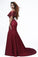 Elegant Mermaid Off the Shoulder Two Pieces Beades Burgundy Prom STC15644
