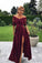 Modest Off the Shoulder Burgundy Bridesmaid Dresses with Slit, Prom STC20427