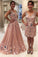Blush Pink Tulle Beading Lace Appliques Prom Dresses Long Cheap Evening Dresses