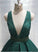 Elegant Green Deep V Neck Criss Cross Prom Dresses Long Sequin Evening Dresses