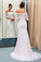 Mermaid Off-the-Shoulder Lace Sweep Train 3/4 Sleeve Top Lace-up Wedding Dresses