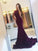 Elegant Mermaid Burgundy Sweep Train Prom Dress with Open