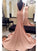 Elegant Mermaid Burgundy Sweep Train Prom Dress with Open