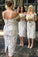 Unique Mermaid Off the Shoulder Ivory Lace Sweetheart Bridesmaid Dresses with Slit STC15540