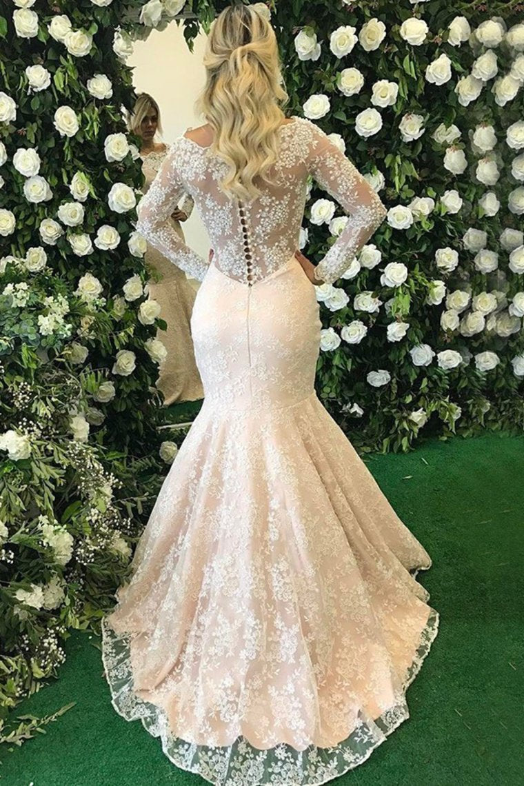 2022 Long Sleeves Scoop Mother Of The Bride Dresses Mermaid Lace With