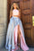 A Line Pink Grey Double Sides Wearable Prom Dresses High Slit Taffeta Evening Dresses STC15011