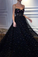 Elegant A Line Sweetheart Strapless Black Tulle Prom Dresses With STCPT11F6GE