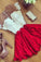 Cute Red Lace Short Sleeve Knee Length Homecoming Dress Cheap Cocktail Dresses