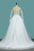 2022 Wedding Dresses Bateau Long Sleeves A Line With Applique Tulle Open