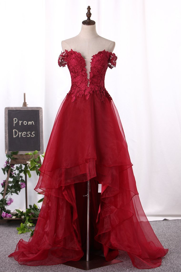 2022 Off The Shoulder Prom Dresses Organza With Appliques