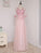 A-line Scoop Half Sleeve Lace/Applique Floor-length Prom Dresses Evening Dresses