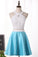 2022 Two-Piece Homecoming Dresses Halter A Line Short/Mini Satin With
