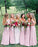Dusty Pink Chiffon Sheath Off Shoulder Long Bridesmaid Dresses, Wedding Party Dresses STC15141