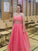 A-Line/Princess Sheer Neck Sleeveless Beading Floor-Length Chiffon Plus Size Dresses TPP0003936