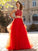 A-Line/Princess Spaghetti Straps Sleeveless Floor-Length Beading Tulle Two Piece Dresses TPP0003023