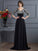 Sheath/Column V-neck 3/4 Sleeves Lace Long Chiffon Dresses TPP0002982