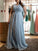 A-Line/Princess Scoop Short Sleeves Lace Floor-Length Chiffon Plus Size Dresses TPP0003589