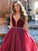 A-Line/Princess V-neck Sleeveless Floor-Length Beading Organza Dresses TPP0002853