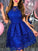 A-Line/Princess Lace Applique Sheer Neck Sleeveless Short/Mini Homecoming Dress TPP0003715
