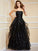 A-Line/Princess Strapless Sleeveless Ruffles Long Organza Dresses TPP0002938