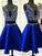 A-Line/Princess Satin Beading V-neck Sleeveless Short/Mini Two Piece Homecoming Dress TPP0003275