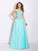 A-Line/Princess Sweetheart Lace Sleeveless Long Net Dresses TPP0003758