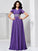 A-Line/Princess V-neck Short Sleeves Beading Long Chiffon Dresses TPP0003139