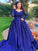 Ball Gown Satin Off-the-Shoulder Beading Long Sleeves Sweep/Brush Train Dresses TPP0003996