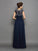 A-Line/Princess Scoop Beading Short Sleeves Long Chiffon Dresses TPP0002864