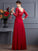Sheath/Column V-neck 3/4 Sleeves Lace Long Chiffon Dresses TPP0003974