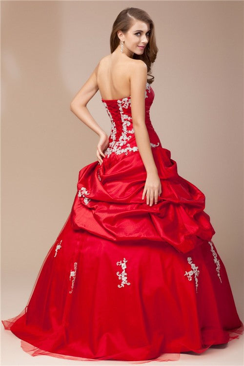 Ball Gown Sweetheart Sleeveless Beading Lace Long Taffeta Net Dresses TPP0003935