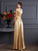 A-Line/Princess One-Shoulder Sleeveless Beading Long Elastic Woven Satin Dresses TPP0003293