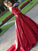 A-Line/Princess V-neck Long Sleeves Sweep/Brush Train Lace Satin Dresses TPP0003188