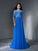 A-Line/Princess Scoop Beading 1/2 Sleeves Long Chiffon Dresses TPP0003053
