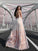A-Line/Princess Tulle Floor-Length V-neck Sleeveless Applique Dresses TPP0003242